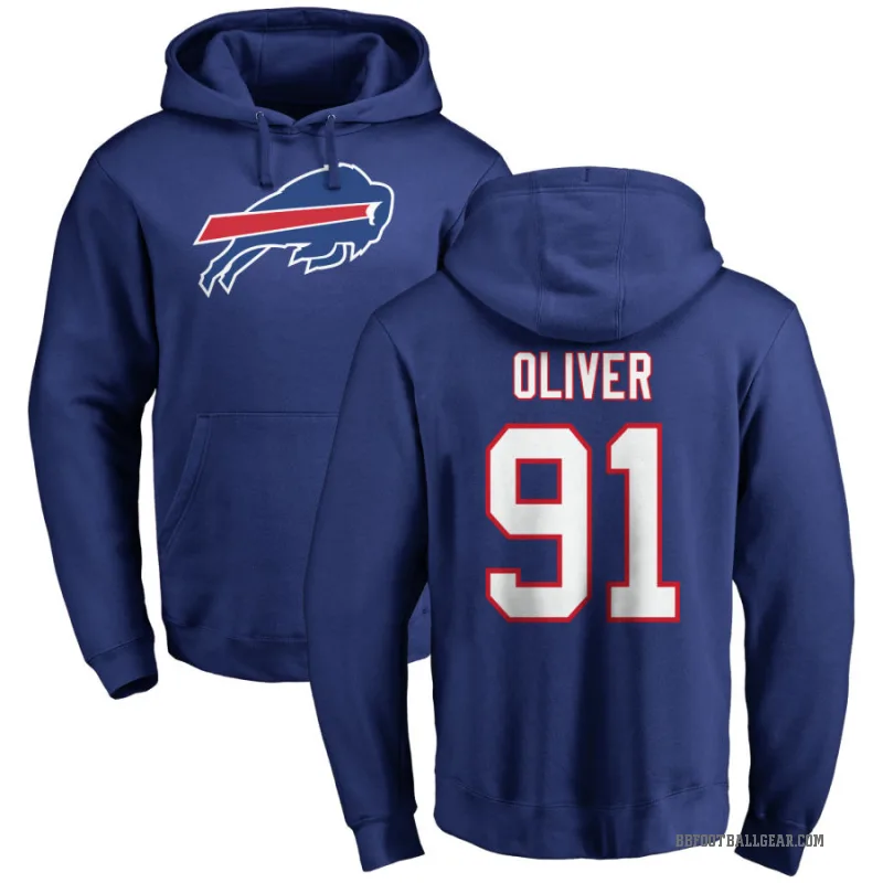 Ed Oliver Youth Olive Buffalo Bills Pro Line Royal Logo Pullover Hoodie