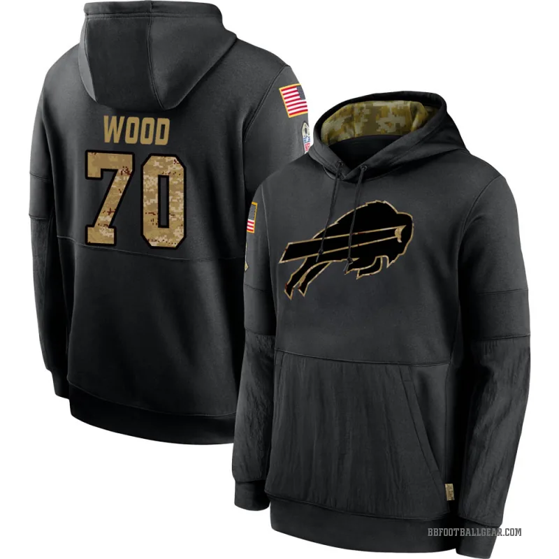 Eric Wood Men's Black Buffalo Bills 2020 Salute to Service Sideline Performance Pullover Hoodie