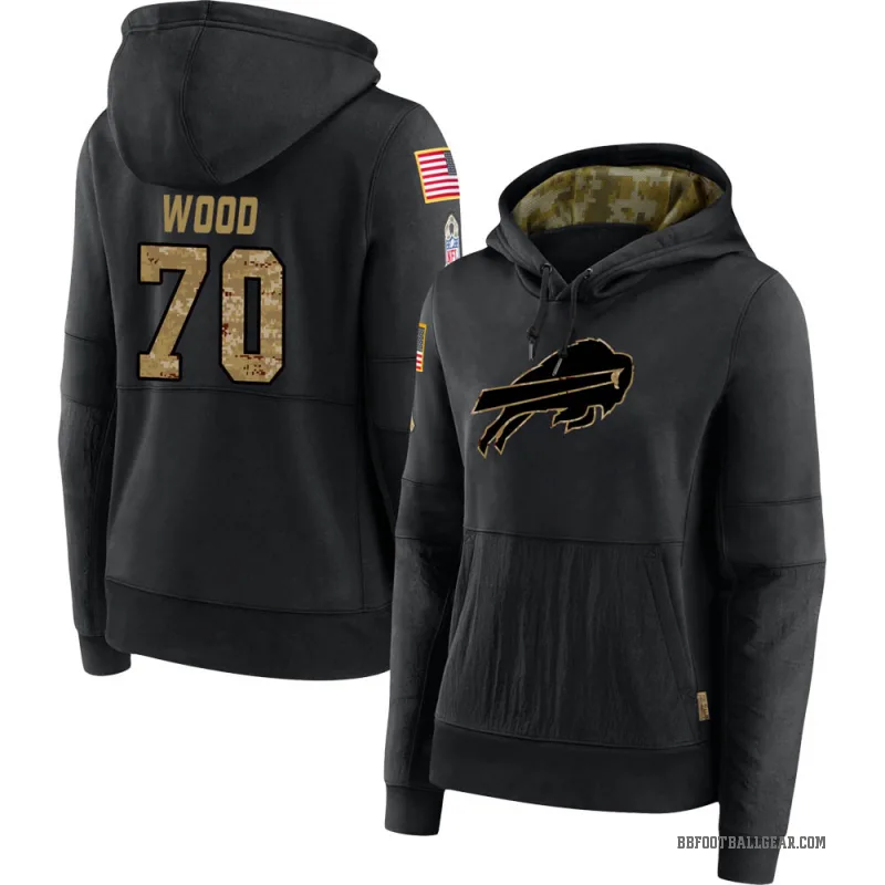 Eric Wood Women's Black Buffalo Bills 2020 Salute to Service Sideline Performance Pullover Hoodie